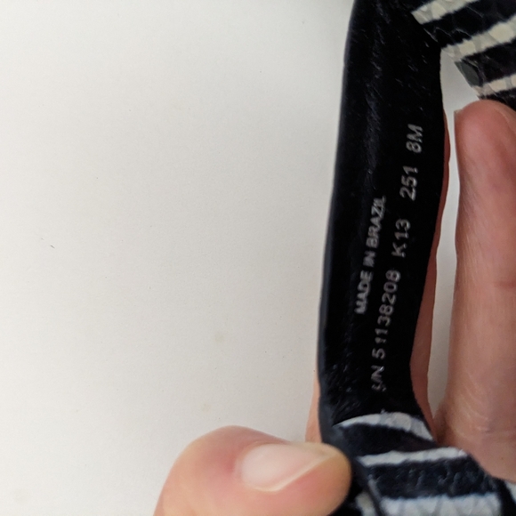 GUC! Tory Burch Miller Sandal In Navy Striped Snake Embossed Leather Size 8 - Picture 9 of 16